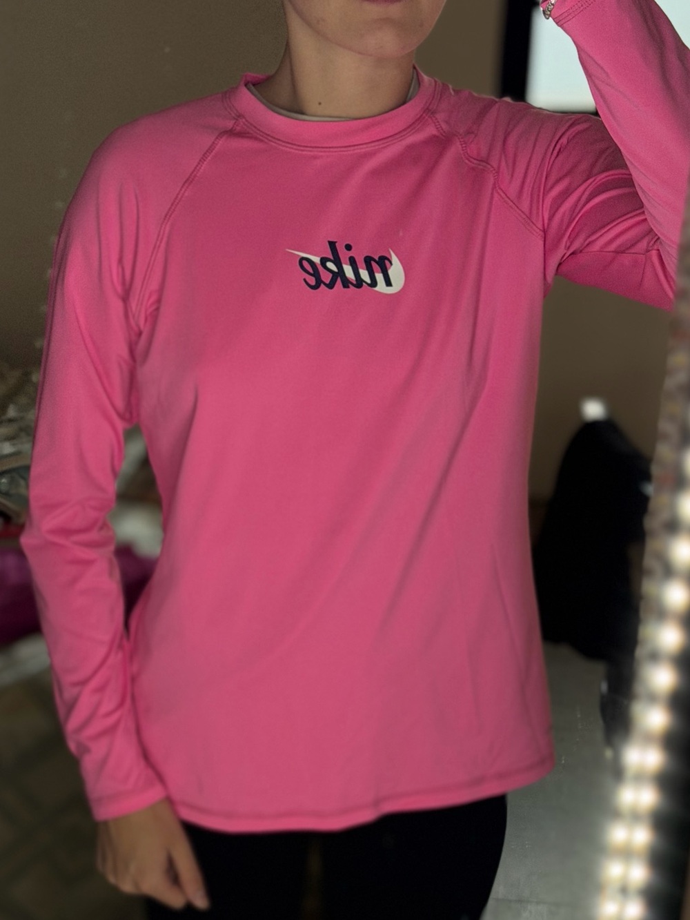 Nike Women's Hot Pink Long-Sleeve Swim Top